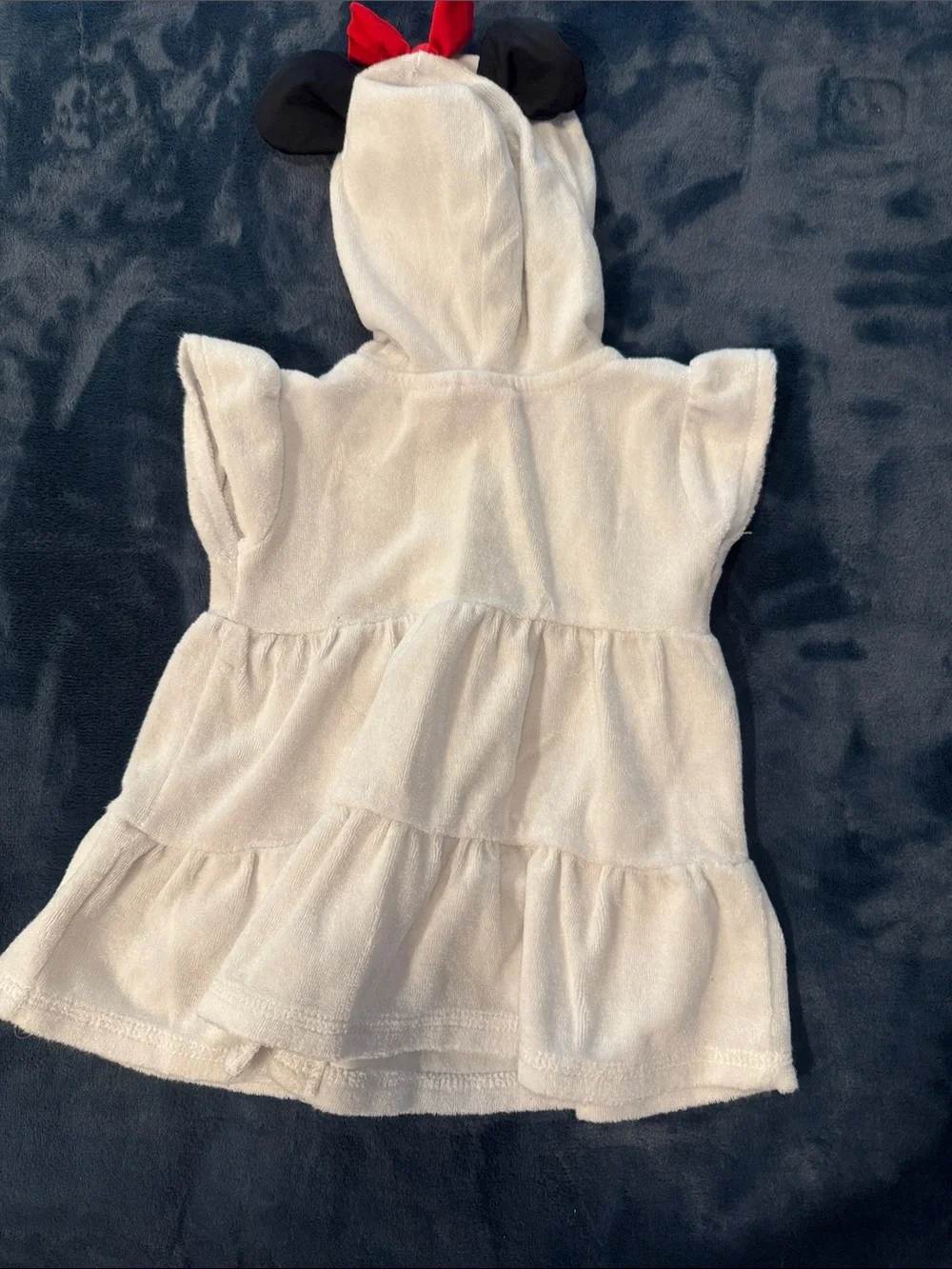 Disney White Hooded Minnie Dress with Red Bow Accent